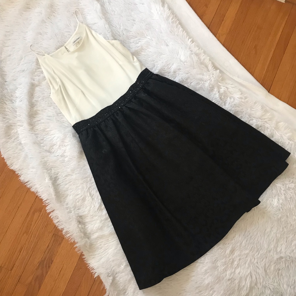 Nwt Calvin Klein Black And White Dress